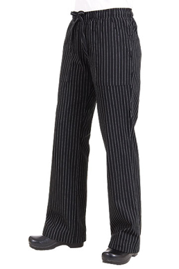 Picture of Chef Works - BWOM-BPS - Women's Black Pinstripe Chef Pants