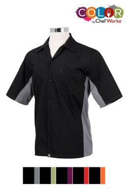 Picture of Chef Works - CSMC-BKL - Men's BlackLime Universal Contrast Cook Shirt