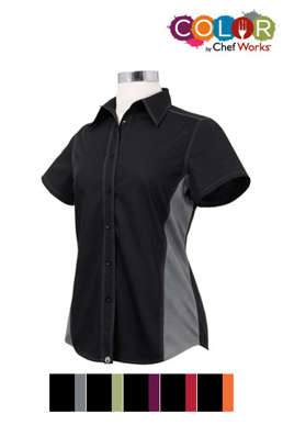 Picture of Chef Works - CSWC-BKL - Female BlackLime Universal Contrast Shirt