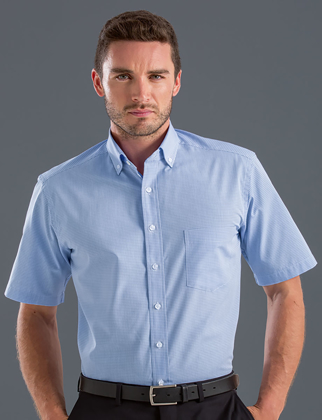 Picture of John Kevin Uniforms-455 Blue-Mens Short Sleeve Multi Check