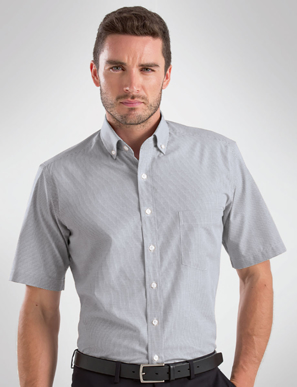 Picture of John Kevin Uniforms-457 Grey-Mens Short Sleeve Multi Check