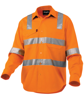 Picture of King Gee-K54895-Workcool 2 Reflective Shirt L/S Cross Pattern