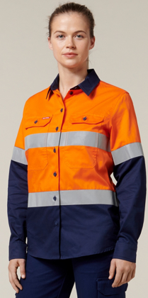 Picture of Hardyakka-Y08805-LONG SLEEVE HIVIS LIGHT WEIGHT 2 TONE VENTILATED SHIRT WITH TAPE