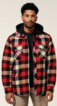 Picture of Hardyakka-Y06690-QUILTED FLANNEL HOODED SHACKET