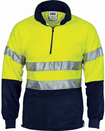 Picture of DNC Workwear Hi Vis Taped 1/2 Zip Polar Fleece - CSR Reflective Tape (3829)