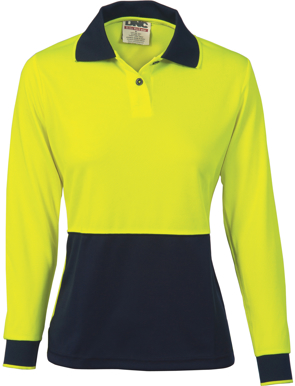 Picture of DNC Workwear-3898-Ladies HiVis Two Tone Polo Shirt - Long Sleeve