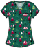 Picture of Cherokee Happy Holidogs Christmas Womens Print  V-Neck Top (CK664 OGHD)