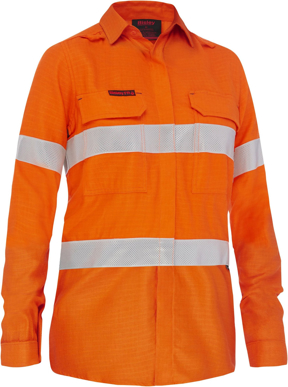 Picture of Bisley Workwear Womens Taped Hi Vis Ripstop FR Vented Shirt - 185 GSM (BL8439T)