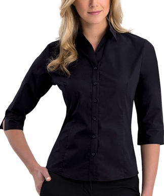 Picture of John Kevin Womens 3/4 Sleeve Twill Shirt (730 Black)