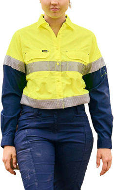 Picture of Bisley Workwear Womens Hi Vis Taped Stretch Ripstop Shirt (BL6491T)