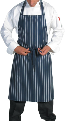 Picture of DNC Workwear Pinstripe Full Bib Apron With No Pocket (2536)