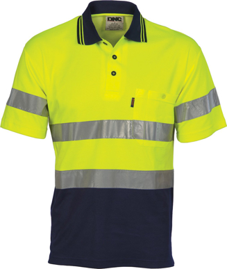 Picture of DNC Workwear Hi Vis Cotton Back Short Sleeve Polo With Generic Reflective Tape (3717)