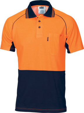 Picture of DNC Workwear Hi Vis Cotton Back Cool Breeze Contrast Short Sleeve Polo (3719)