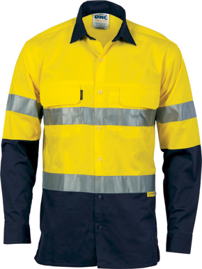 Picture of DNC Workwear Hi Vis 3 Way Cool Breeze Cotton Shirt With Gusset Sleeve (3748)