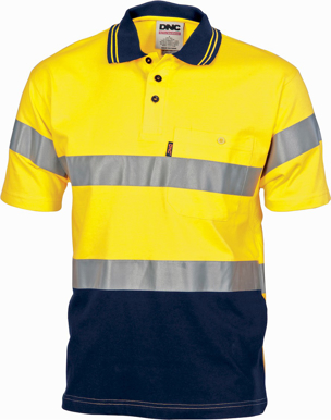 Picture of DNC Workwear Hi Vis Taped Cool Breeze Cotton Jersey Polo - CSR Reflective Tape (3915)