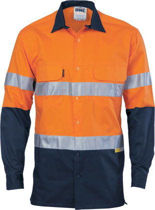 Picture of DNC Workwear Hi Vis 3 Way Cool Breeze Long Sleeve Shirt - CSR Reflective Tape (3948)