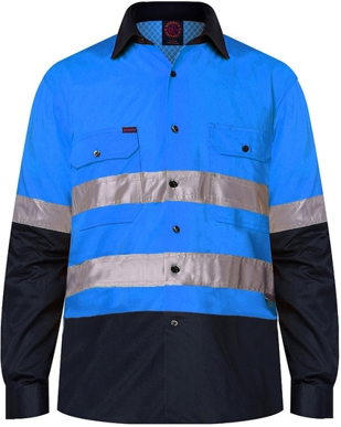 Picture of Ritemate Workwear Taped 2 Tone Vented Lightweight Open Front Long Sleeve Shirt (RM107V2R)