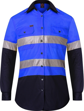 Picture of Ritemate Workwear Womens Taped 2 Tone Vented Lightweight Open Front Long Sleeve Shirt (RM208V2R)