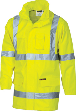 Picture of DNC Workwear Hi Vis Taped Day/Night “2 In 1” Rain Jacket - Cross Back Reflective Tape (3995)