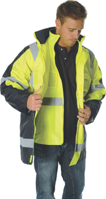 Picture of DNC Workwear Hi Vis Taped Cross Back 2 Tone Day/Night “6 In 1” Contrast Jacket (3998)