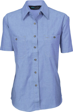 Picture of DNC Workwear Womens Cotton Chambray Short Sleeve Shirt (4105)