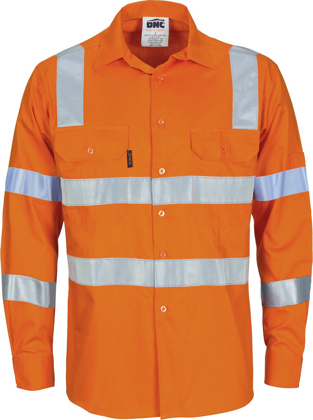 Picture of DNC Workwear Hi Vis Taped Lightweight Bio Motion Shirt - Shoulder Stripe & X Back (3744)