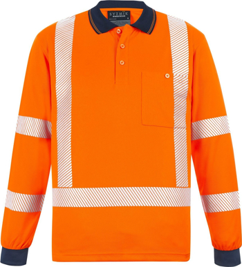 Picture of Syzmik Unisex Hi Vis Taped X Back NSW Rail Long Sleeve Polo (ZH690)