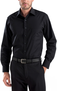 Picture of John Kevin Mens Long Sleeve Poplin Shirt Shirt - Black (200 Black)