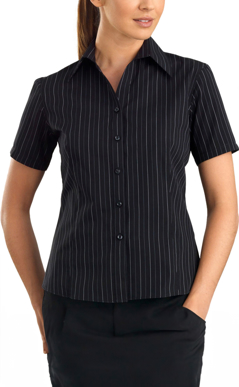 Picture of John Kevin Womens Fine Stripe Short Sleeve Shirt (107 Black)