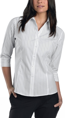 Picture of John Kevin Womens Classic Stripe 3/4 Sleeve Shirt (108 Grey)