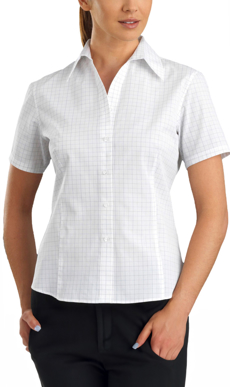 Picture of John Kevin Womens Window Check Short Sleeve Shirt (131 Grey)