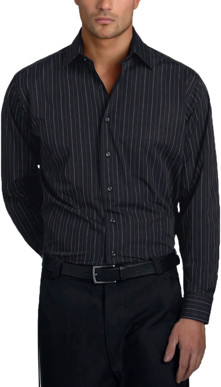 Picture of John Kevin Mens Fine Stripe Long Sleeve Shirt (206 Black)