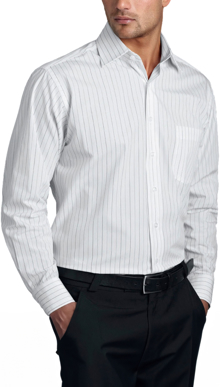 Picture of John Kevin Mens Fine Stripe Long Sleeve Shirt (206 White)