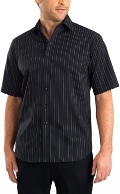 Picture of John Kevin Mens Fine Stripe Short Sleeve Shirt (207 Black)