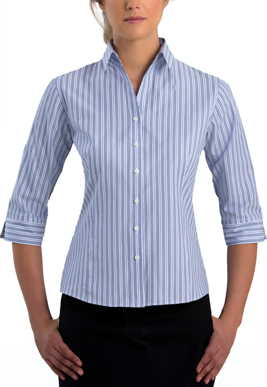 Picture of John Kevin Womens Fashion Stripe 3/4 Sleeve Shirt (322 Plum)