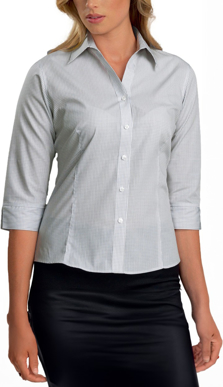 Picture of John Kevin Womens Mini Check 3/4 Sleeve Shirt (324 Grey)