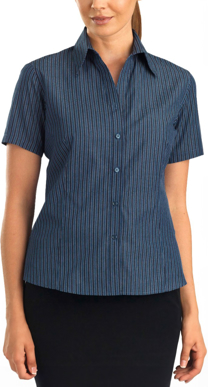 Picture of John Kevin Womens Bold Stripe Short Sleeve Shirt (343 Slate)