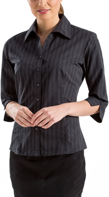 Picture of John Kevin Womens Dark Stripe 3/4 Sleeve Shirt (352 Black)