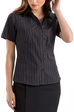 Picture of John Kevin Womens Dark Stripe Short Sleeve Shirt (353 Black)