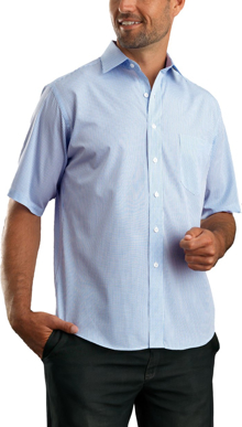 Picture of John Kevin Mens Mini Check Short Sleeve Shirt (425 Blue)