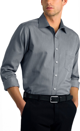 Picture of John Kevin Mens Pinstripe Long Sleeve Shirt (462 Gunmetal)