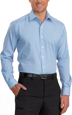 Picture of John Kevin Mens Bengal Stripe Stretch Slim Fit Long Sleeve Shirt (620 Sky)