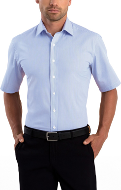 Picture of John Kevin Mens Bengal Stripe Stretch Slim Fit Short Sleeve Shirt (621 Sky)