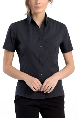 Picture of John Kevin Womens Dark Stripe Slim Fit Short Sleeve Shirt (737 Charcoal)