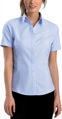 Picture of John Kevin Womens Pinpoint Oxford Slim Fit Short Sleeve Shirt (739 Sky)