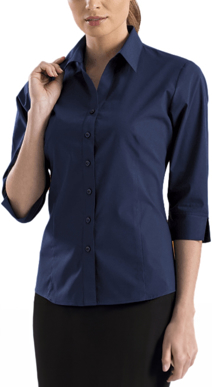 Picture of John Kevin Womens Poplin 3/4 Sleeve Shirt (500 Deep Blue)