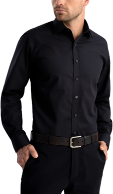 Picture of John Kevin Mens Poplin Slim Fit Long Sleeve Shirt (800 Black)