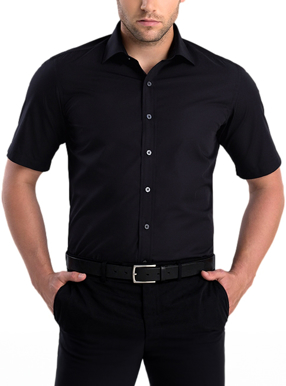 Picture of John Kevin Mens Poplin Slim Fit Short Sleeve Shirt (801 Black)