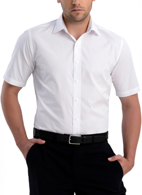 Picture of John Kevin Mens Poplin Slim Fit Short Sleeve Shirt (801 White)