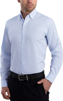 Picture of John Kevin Mens Mini Check Slim Fit Long Sleeve Shirt (824 Blue)